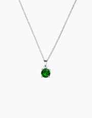 Round Emerald green necklace silver